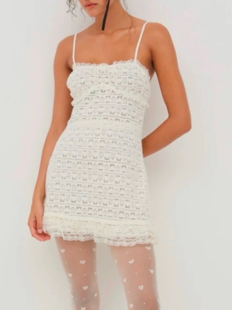 For Love And Lemons Reba Lace Slip Dress White | Bridal-Adjacent Beauty | Sz Xs